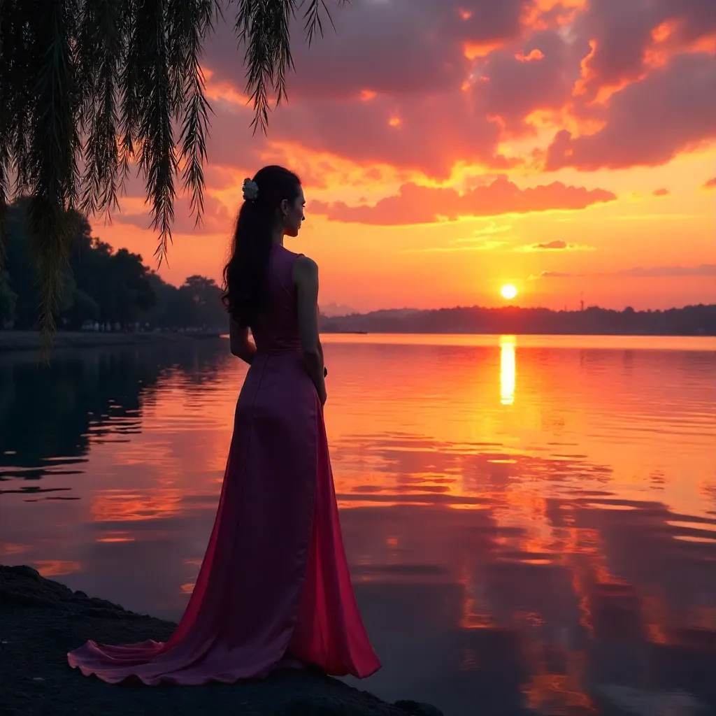 Silhouette at West Lake: Tranquil Hanoi Sunset
