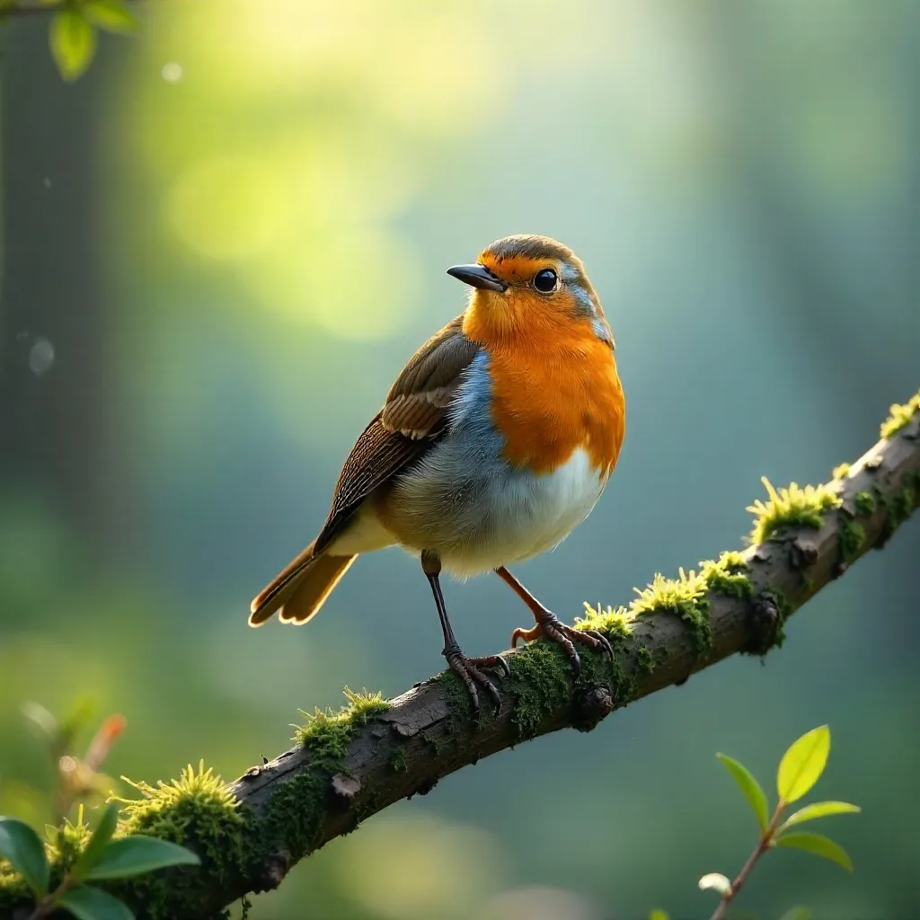 Daylight Serenity: European Robin on a Branch
