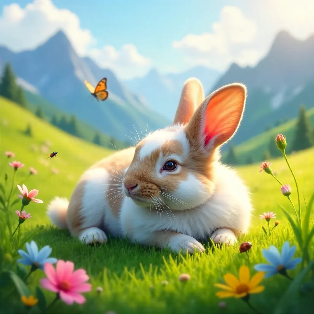 Cute Rabbit in Lush Dolomites Meadow