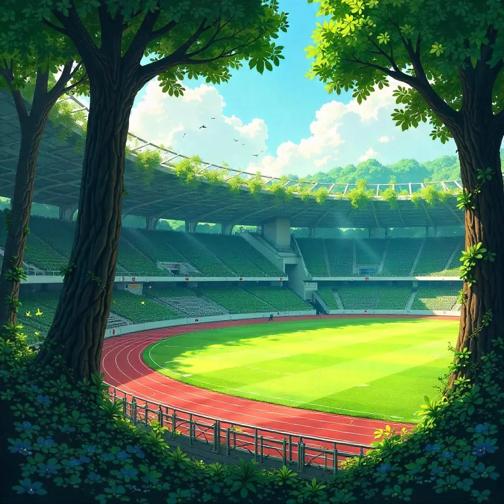 Forest Bloom in a Stadium: Anime Dreamscape