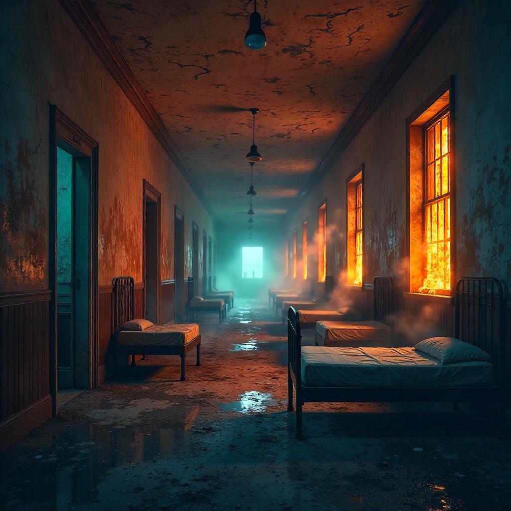 Firelit Abandoned Asylum — Concept Art