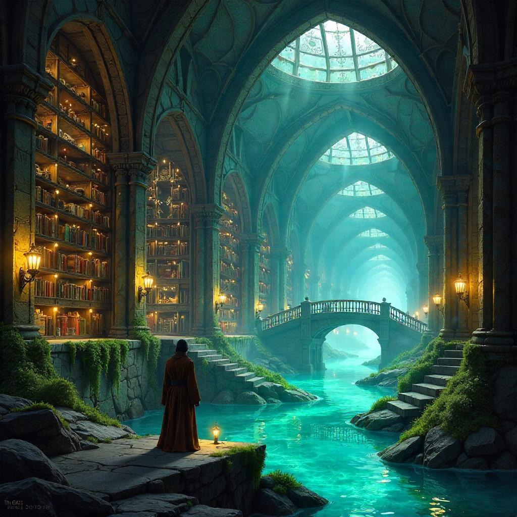 River through the Magical Library Concept Art