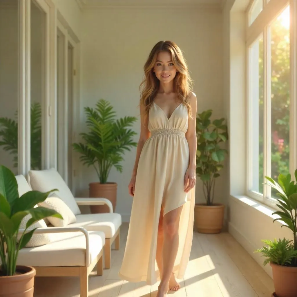 Sunlit Sunroom Portrait of an Adult Woman