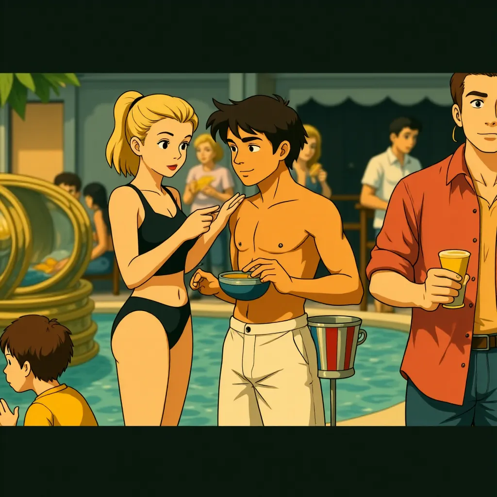 Rodrigo Santoro and Margot Robbie in Focus (2015) - Anime style