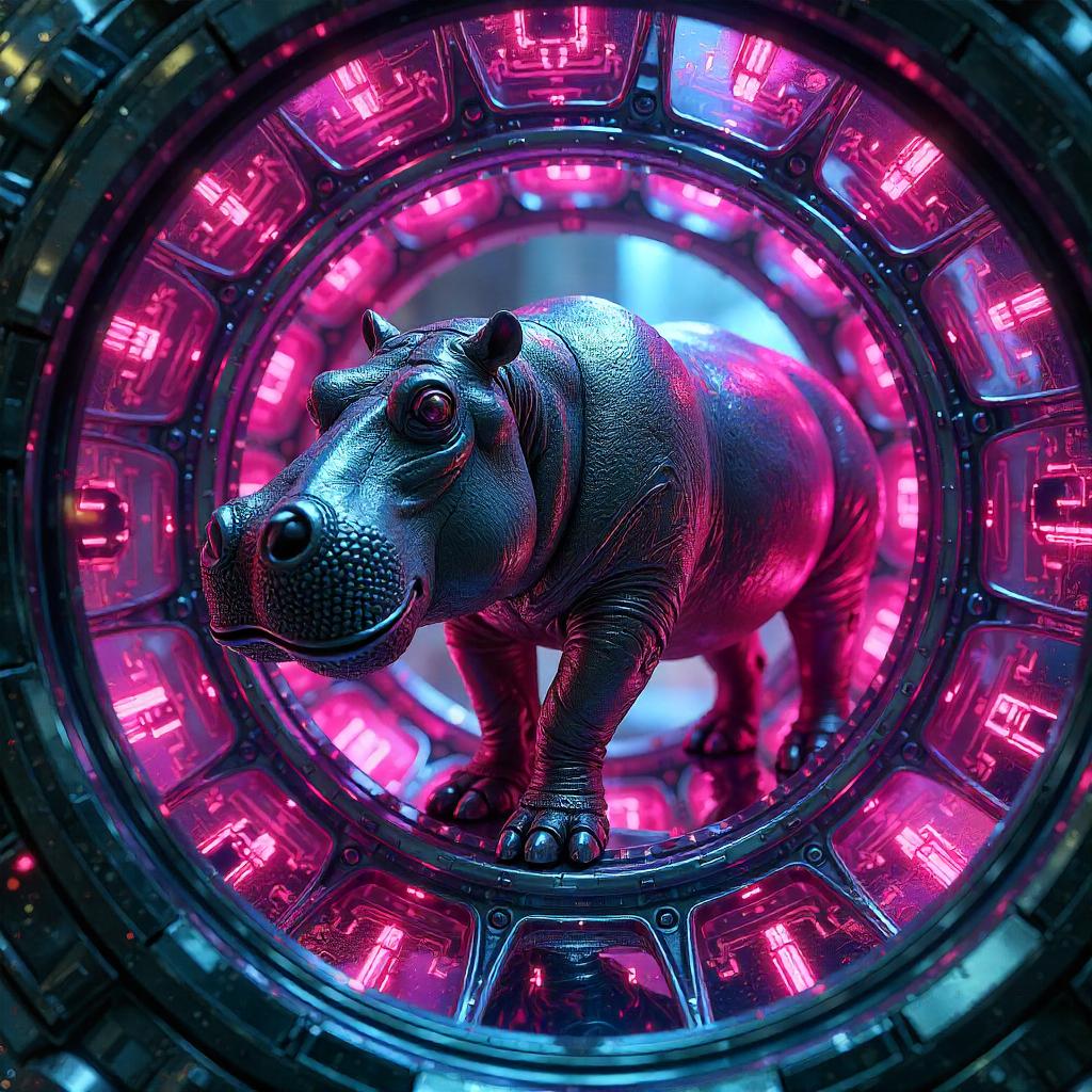 Kaleidoscopic Cyberpunk Hippo