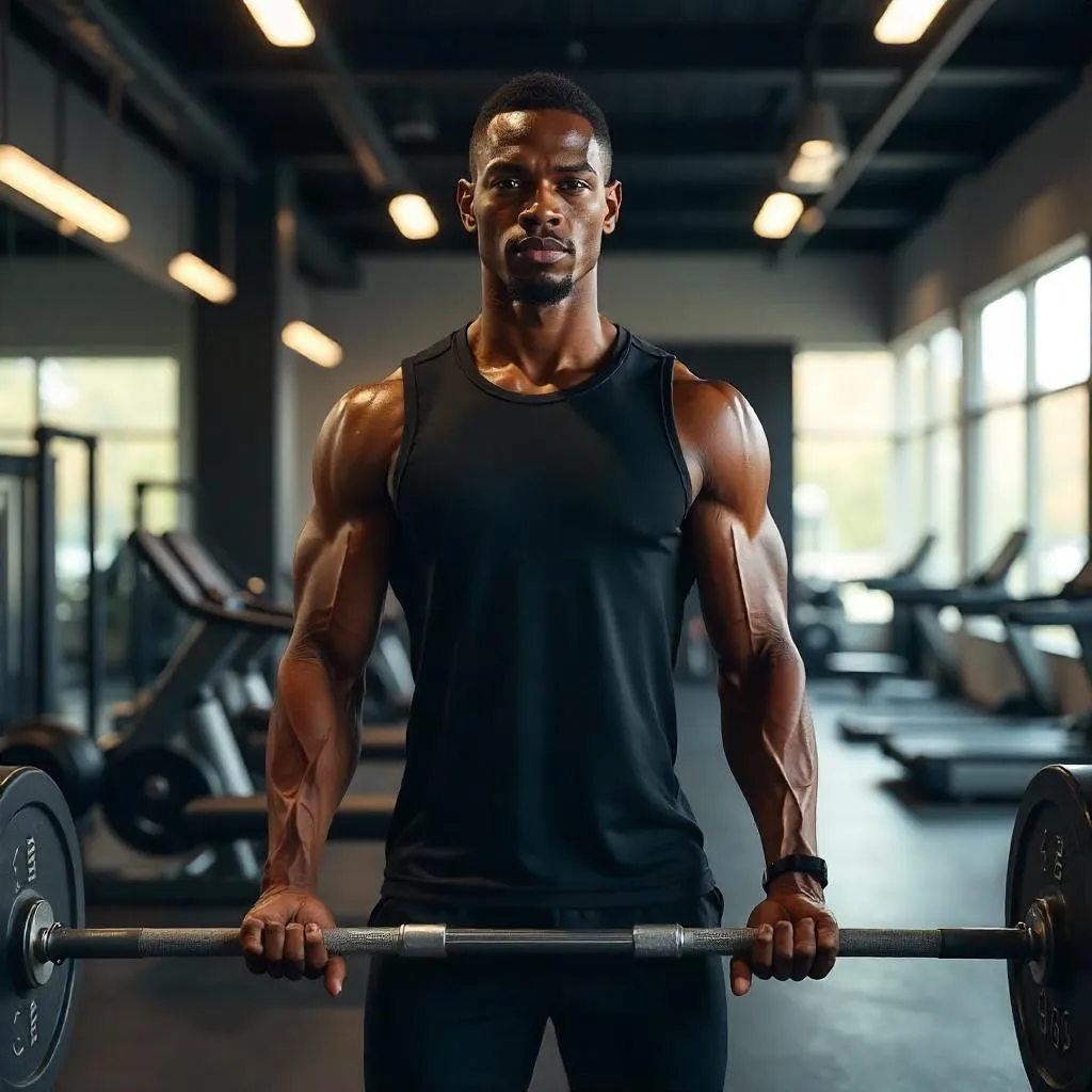 Photorealistic Young Black Man Lifting in Gym