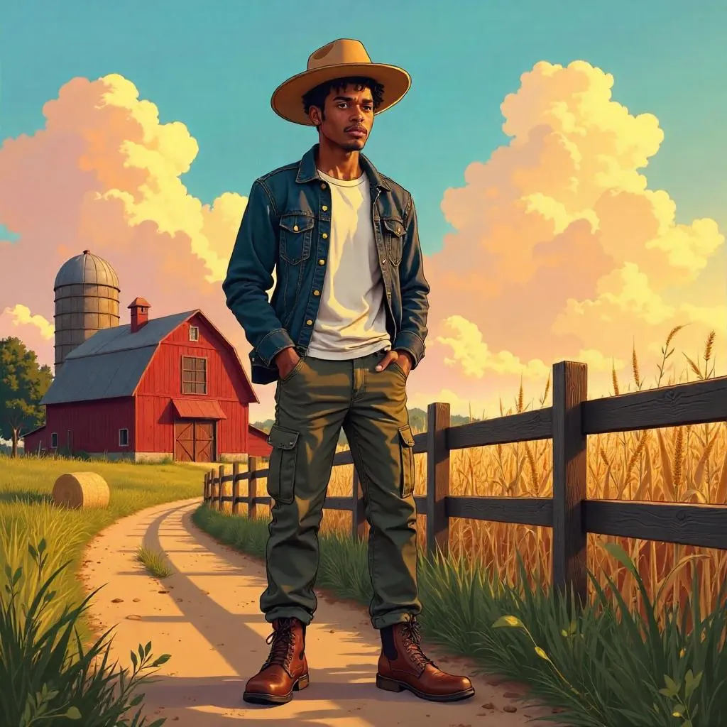 Stylish Black Man in Anime Farm Vibe