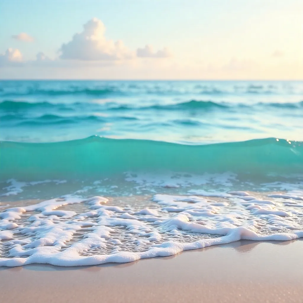 Tranquil Aqua Blue Sea with Gentle Waves and Foam
