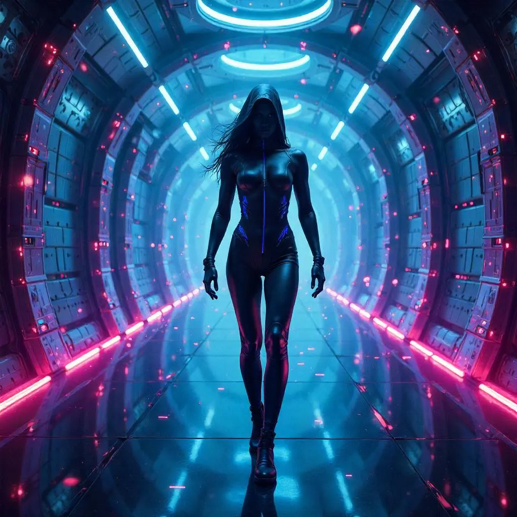 Assassin in the Neon Holodeck - Digital Art