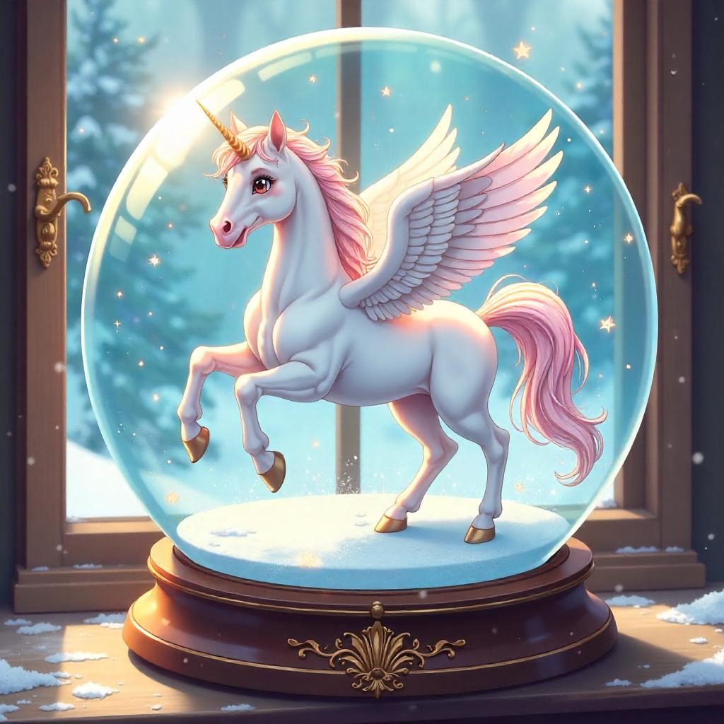 Anime Pegasus Enclosed in a Snow Globe