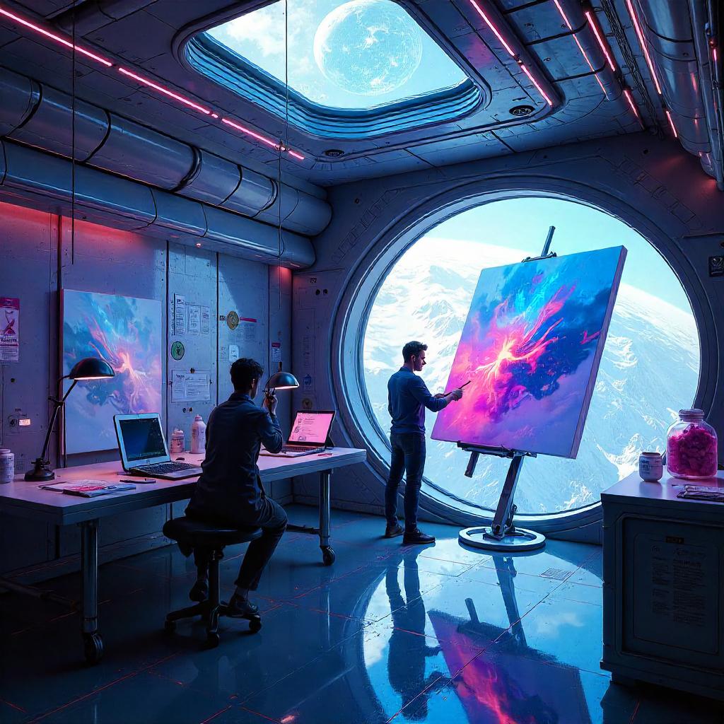 Zero-Gravity Concept Art Studio: Floating Artist