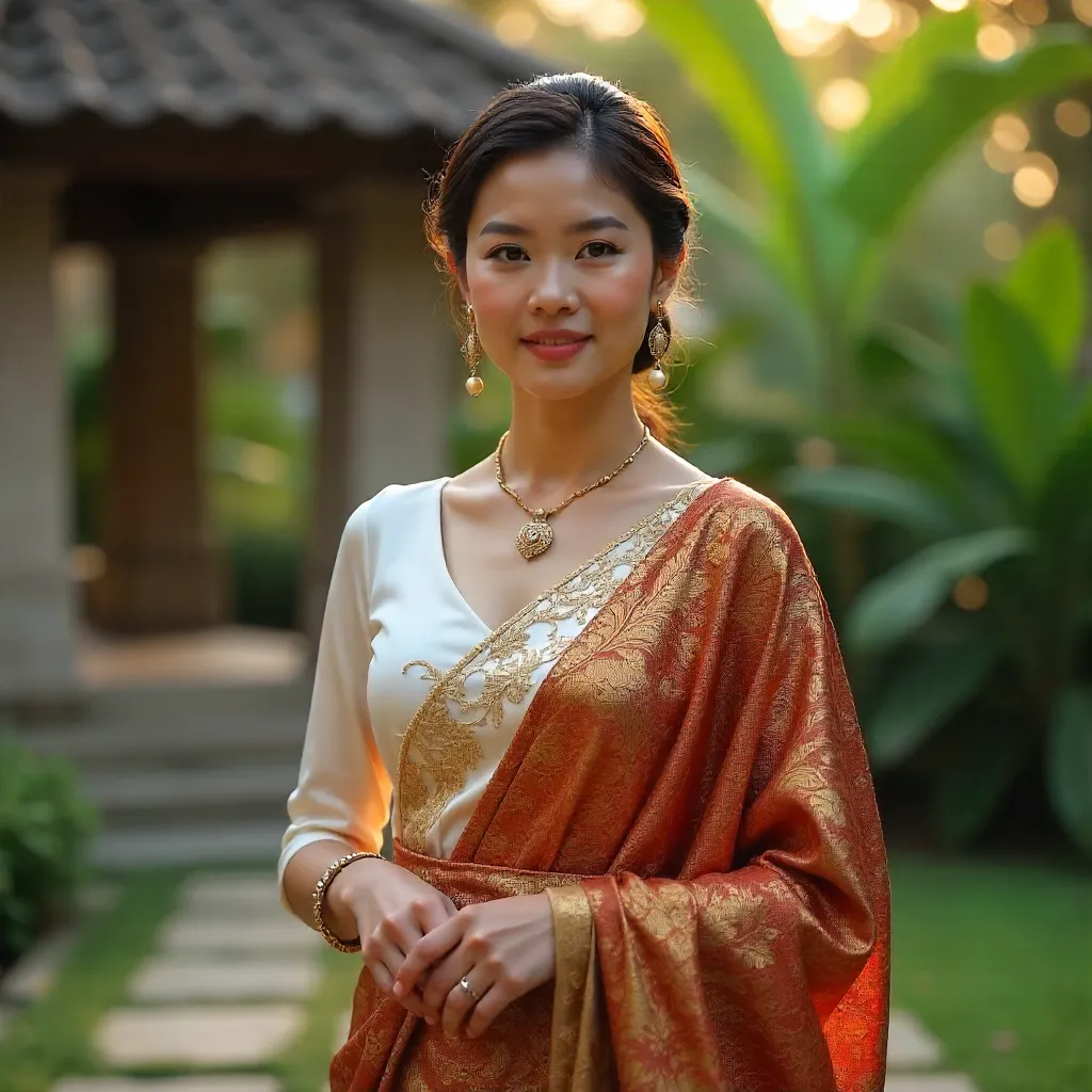 Graceful Indonesian Attire in Outdoor Elegance