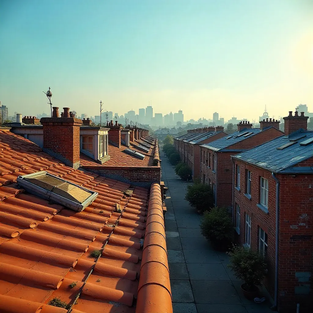 Serene Rooftops Under a Clear Afternoon Sky