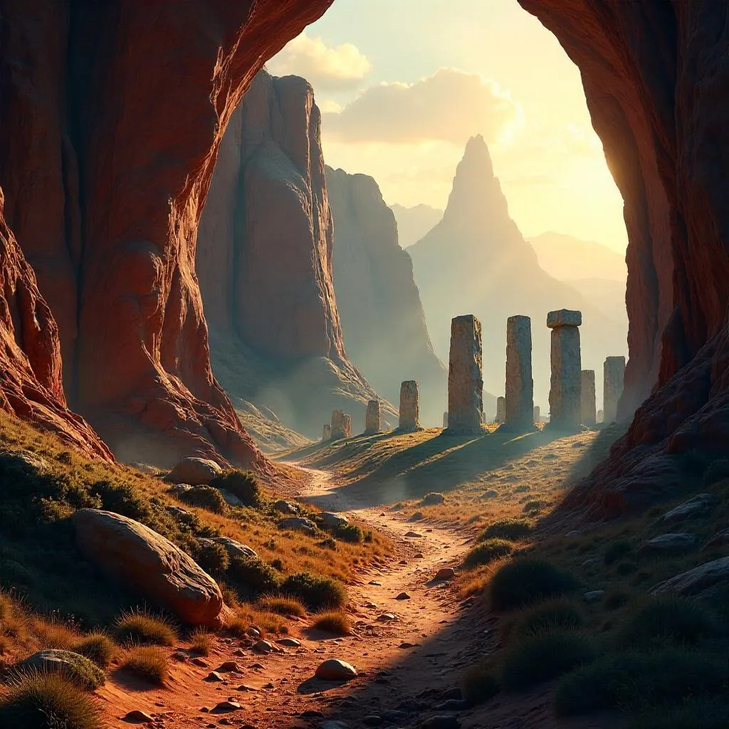 Canyon Concept Art within Stonehenge Circles