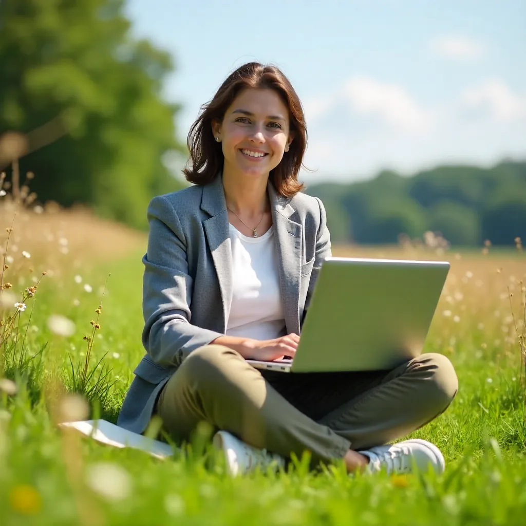 Meadow Calm: Casual Business Attire in the Grass