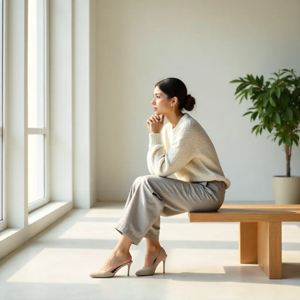 Minimalist Bench Moment in a Bright Room