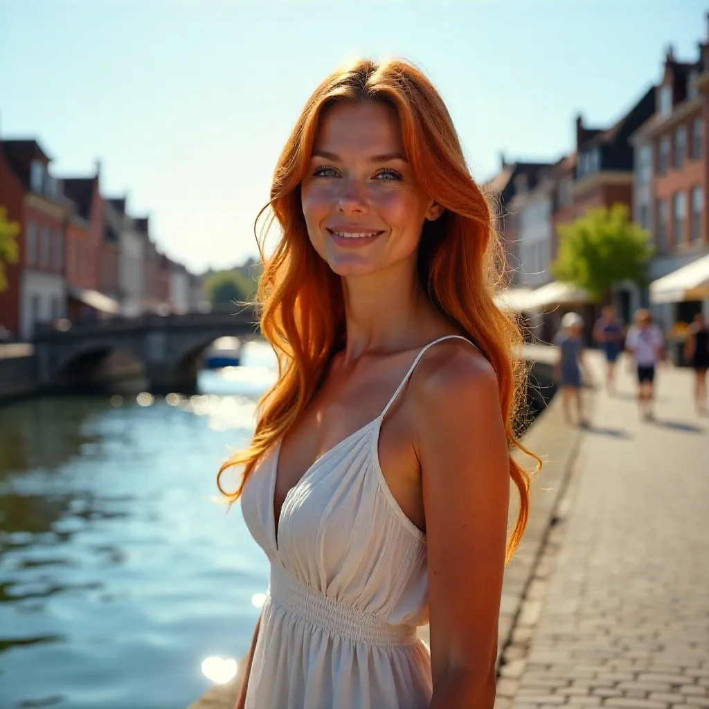 Sunlit Red-Haired Beauty by Lille's River