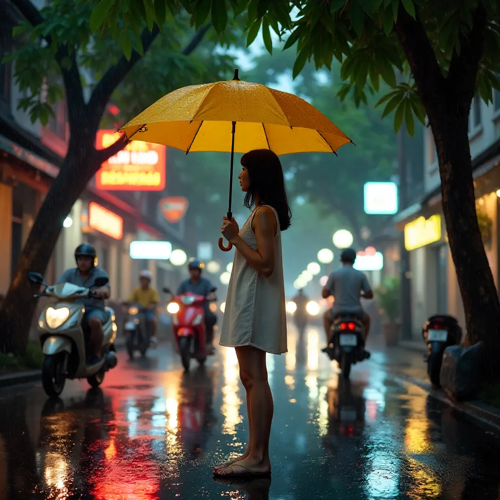 Umbrella Under a Tree in Saigon, Ho Chi Minh City