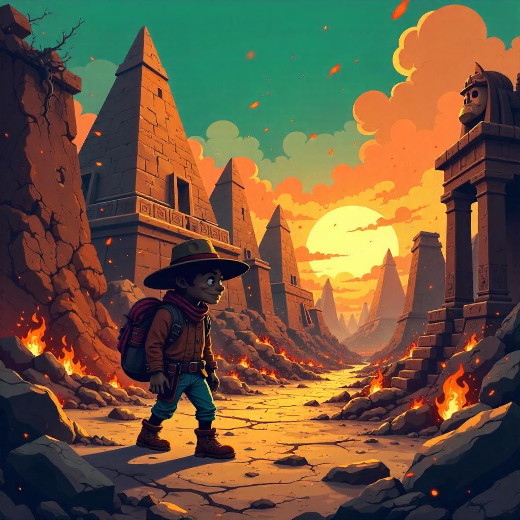 Flaming Ruins: Cartoon Lost City Adventure