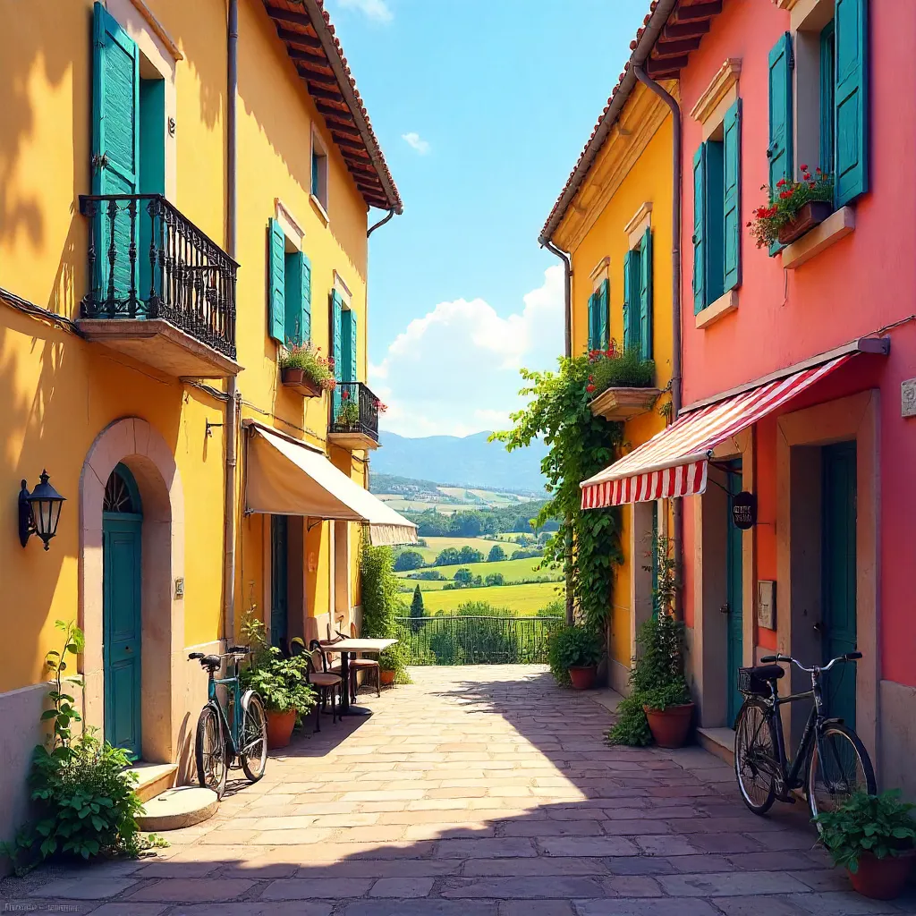 Vibrant Provencal Alleyway of Colorful Facades