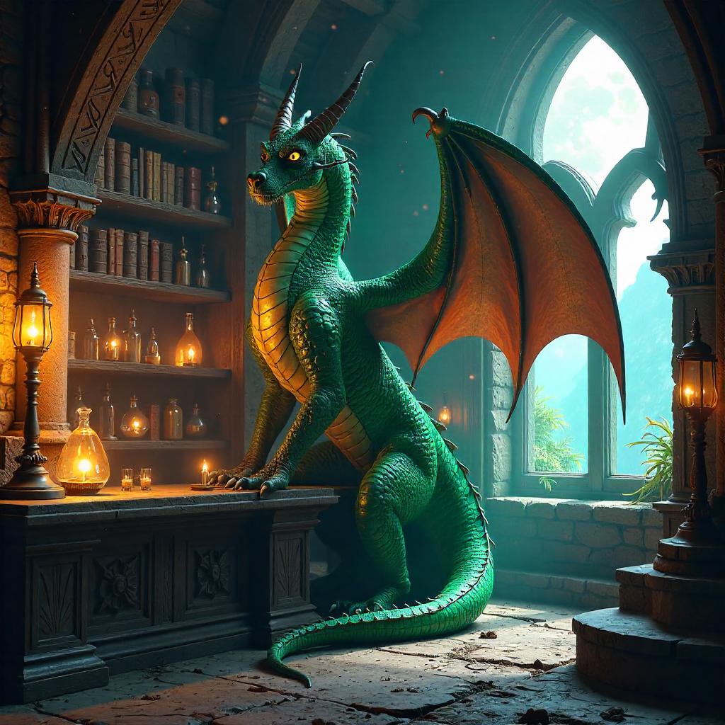 Wyvern in the Wizard's Tower 3D Render
