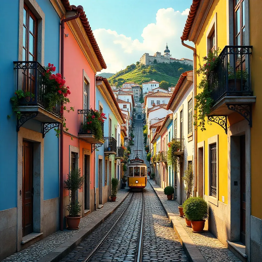 Pastel Facades and Cobblestone Lisbon Alleys