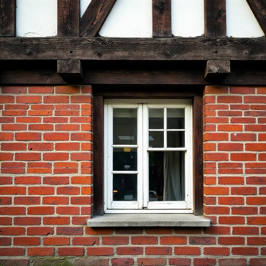 Brick-and-Timber Facade Detail in Ystad, Sweden