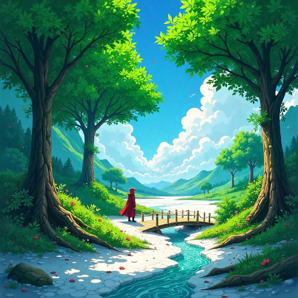 Anime Forest Island in a Salt Flat