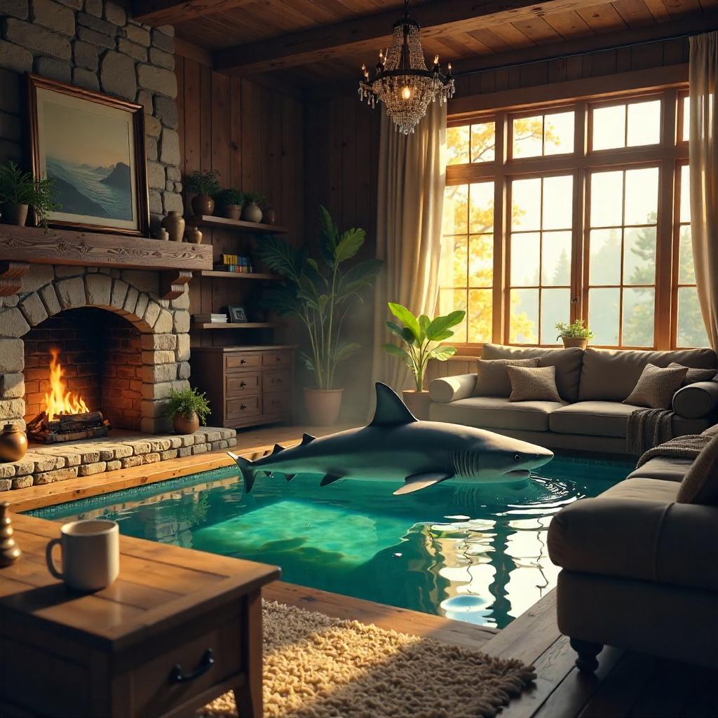 Shark in a Cozy Cottage — Photoreal Scene