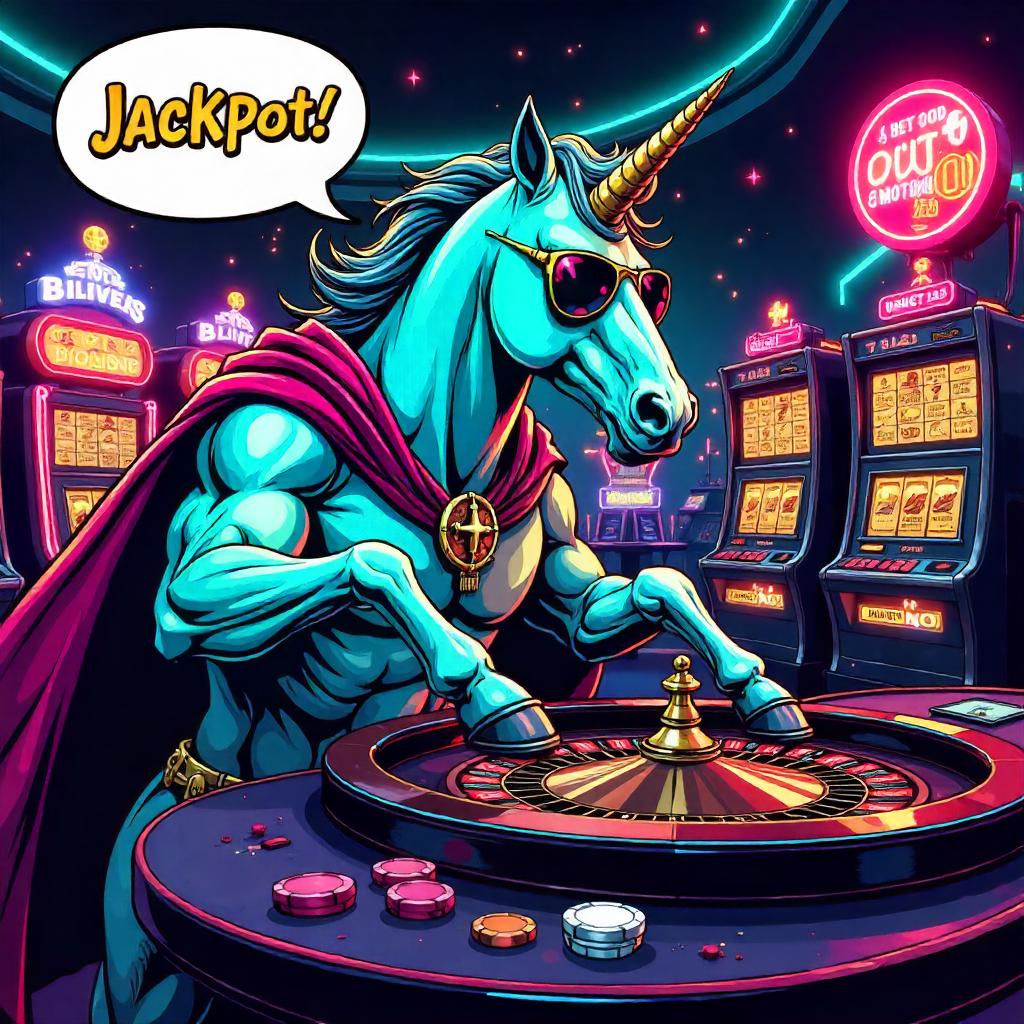 Unicorn Gambler in a Neon Casino (Comic Book)