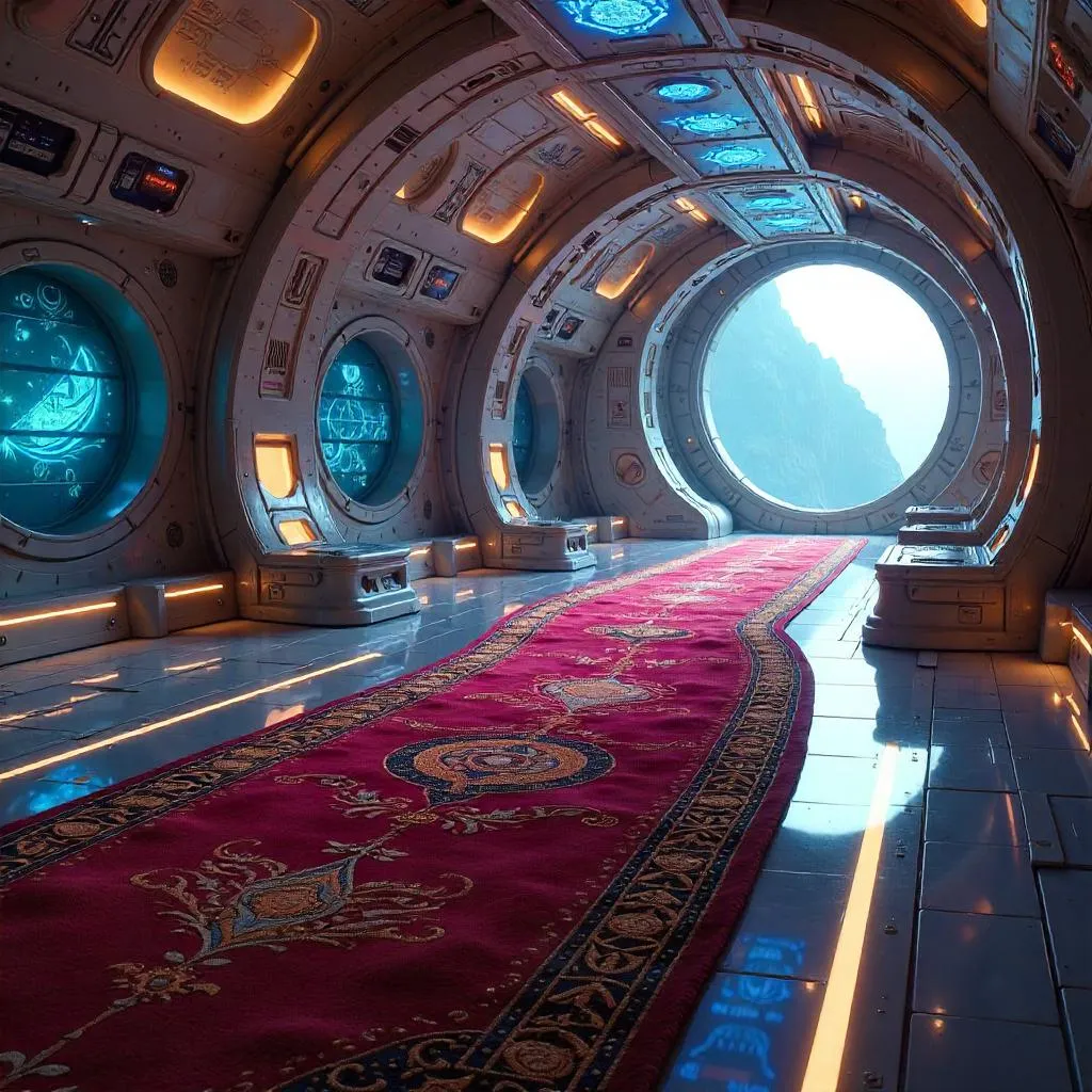 Photorealistic Magic Carpet in an Alien Starship