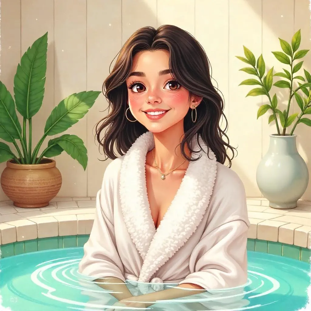 Cheerful Latina in a Watercolor Spa