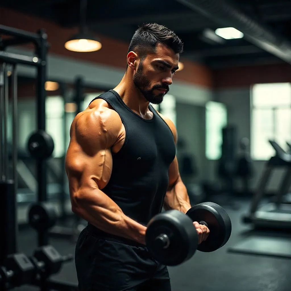 Photorealistic Latino Athlete Training in a Gym