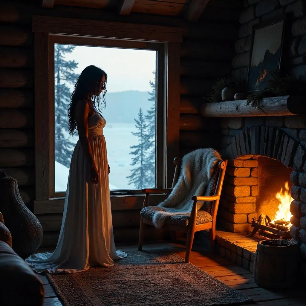 Photoreal Selkie in a Cozy Log Cabin