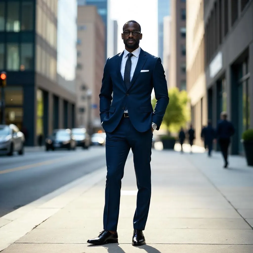 Photorealistic Downtown Portrait of a Professional Black Man