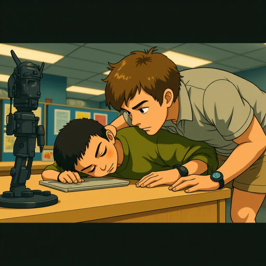 Hugh Jackman and Dev Patel in Chappie (2015) - Anime style