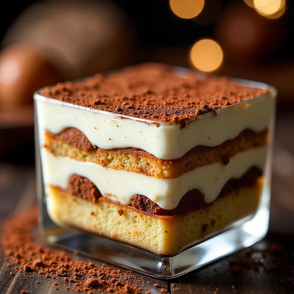 Close-Up Tiramisu: Cocoa-Dusted Homemade Delight