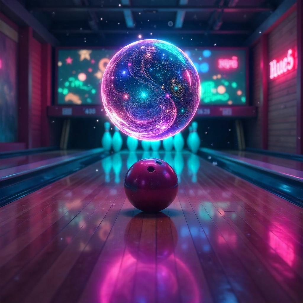 Magic Orb Over Neon Bowling Lane