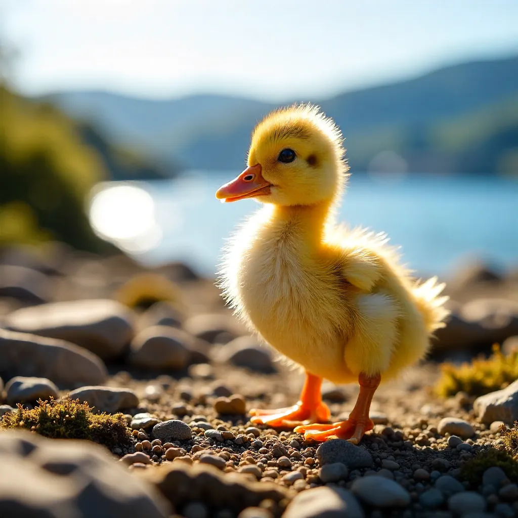 Sunny Rock-Dwelling Duckling in Bursa, Türkiye
