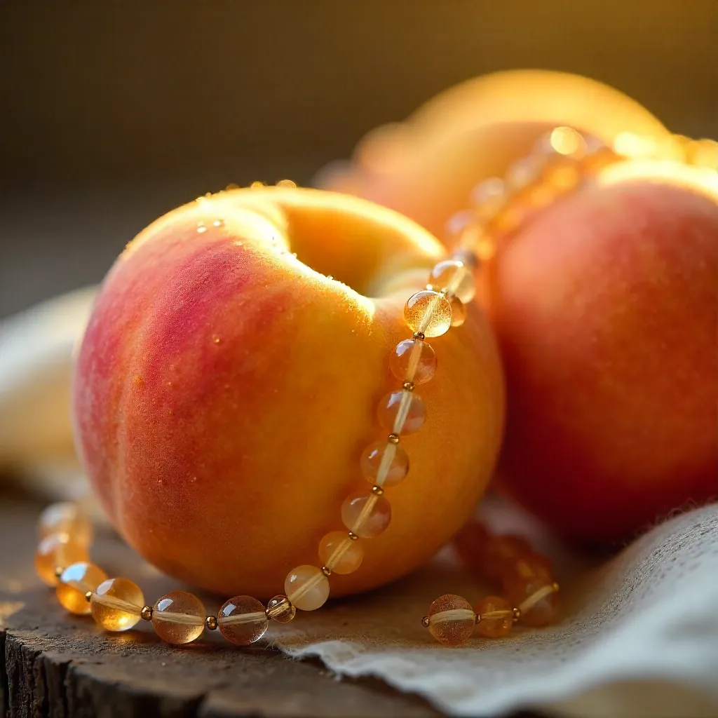 Sunlit Apricots Adorned with Beaded Necklace