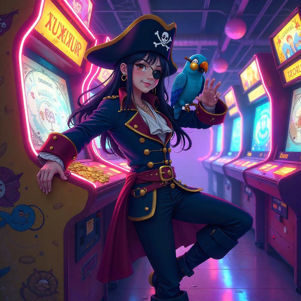 Neon Pirate in the Anime Arcade