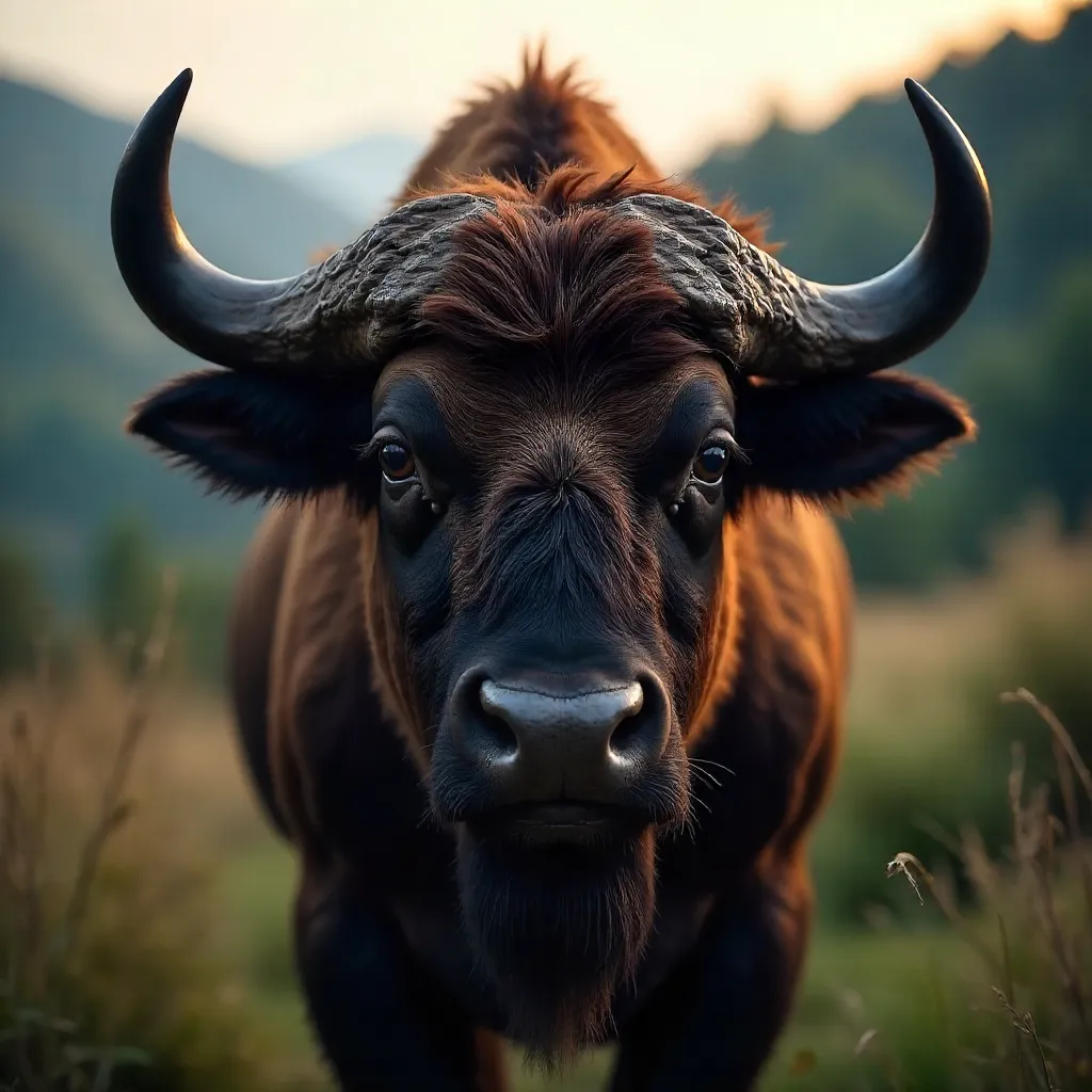 Intense Gaze of a European Bison in Hațeg, Romania