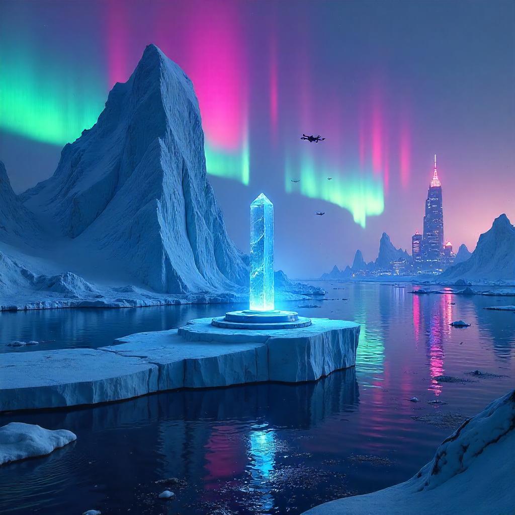 Neon Ice: Infinity Stone Among Icebergs