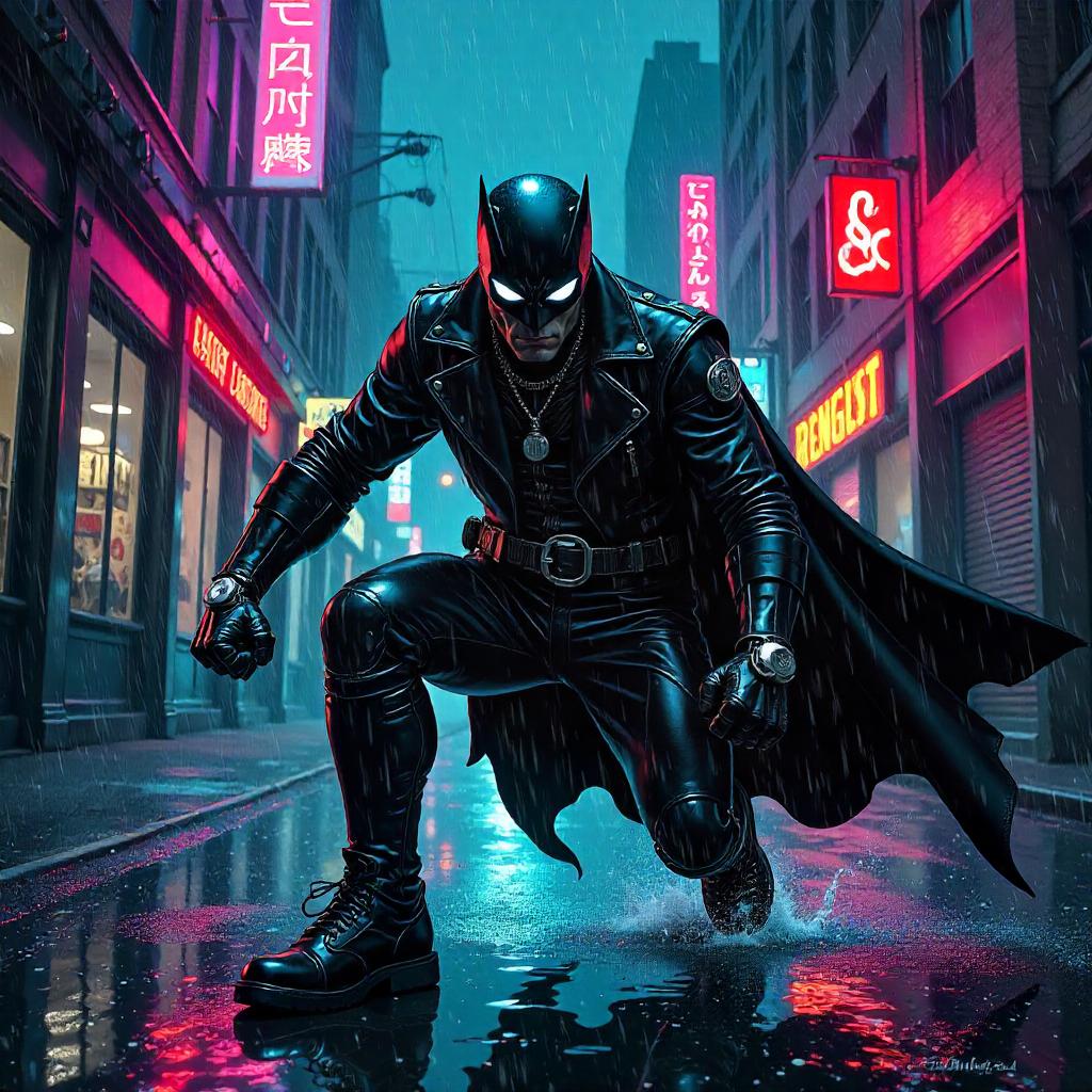 Cyborg in Heavy Rain — Comic Book Style