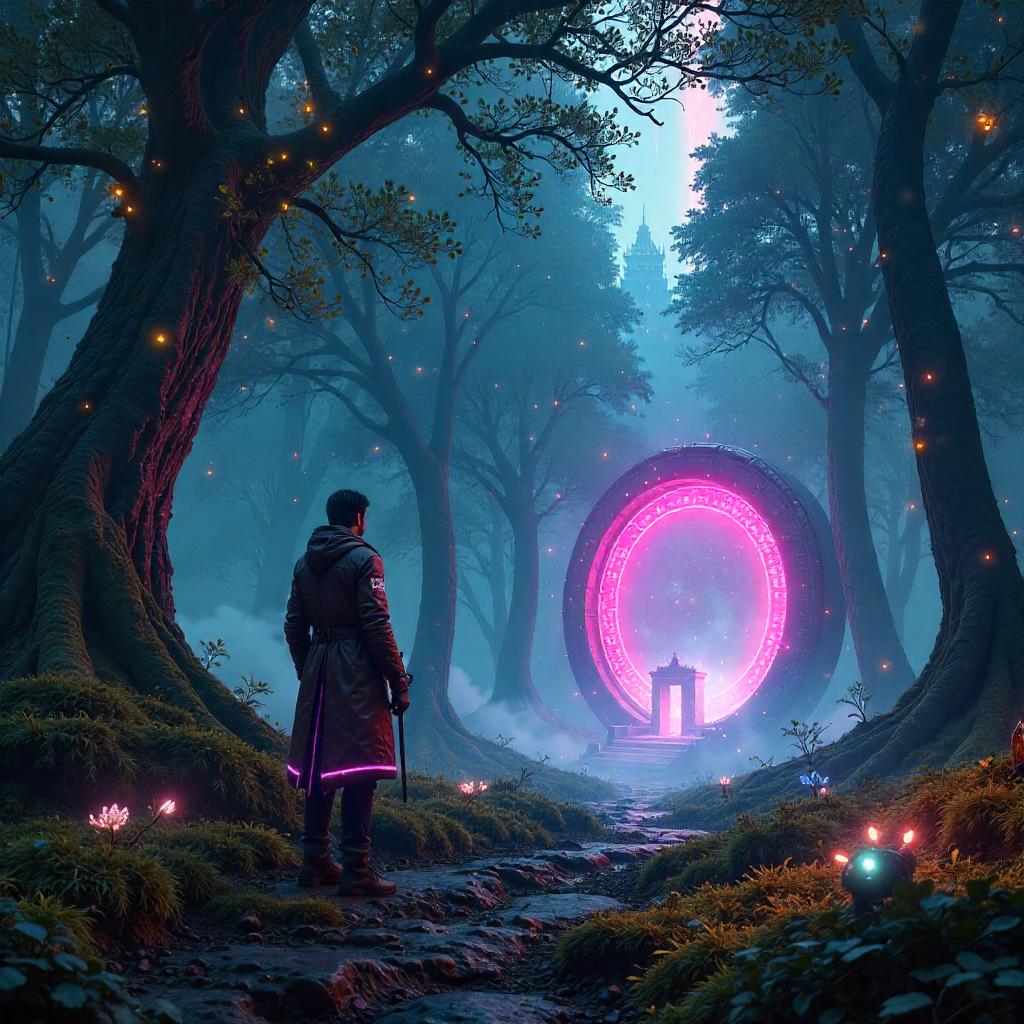 Neon Grove: Cyberpunk Enchanted Forest Realm