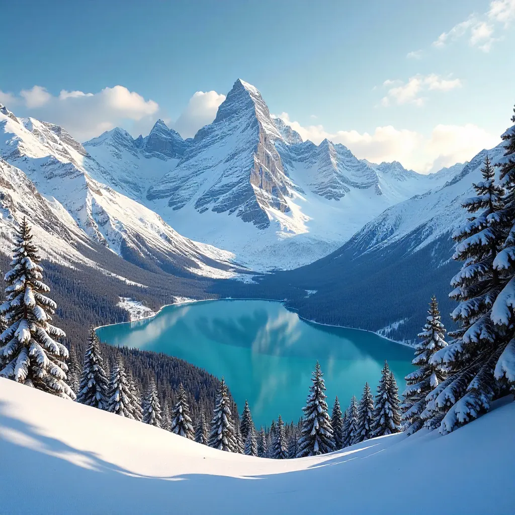 Alpine Dawn Over Remote Snow-Capped Peaks