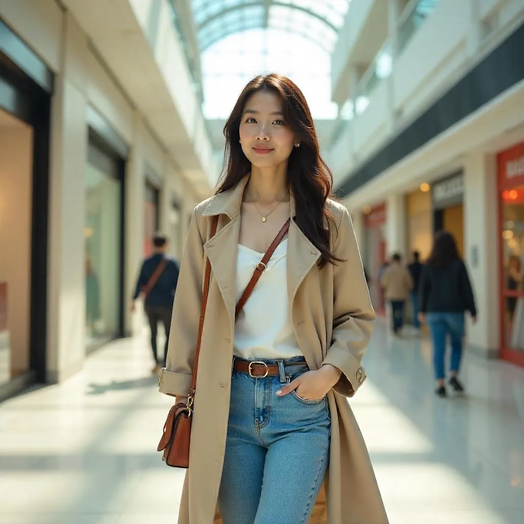 Candid Photorealistic Portrait in a Shopping Mall