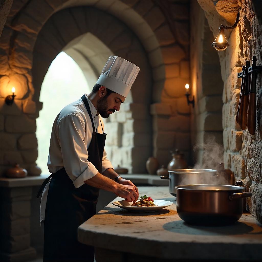 Chef in a Dim Crypt - Ultra-Realistic 3D Render