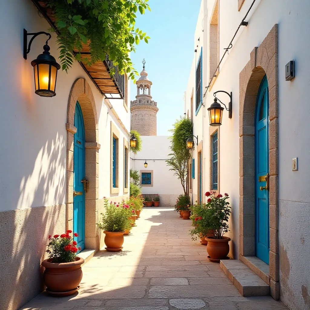 Serene Rabat Medina Alley with Whitewashed Walls
