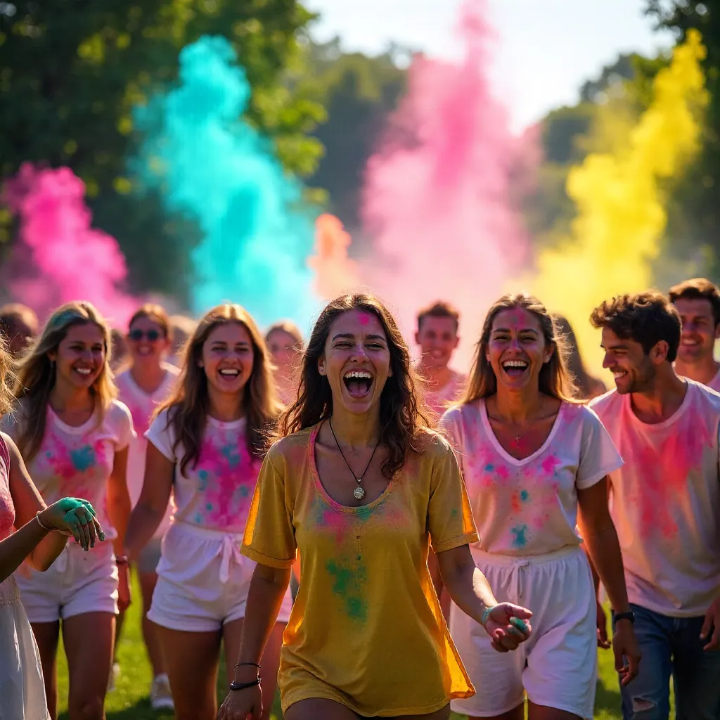 Joyful Holi in the Park: Burst of Color